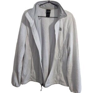 North Face White Fleece Large Womens Full Zip Jacket/Sweatshirt Ladies